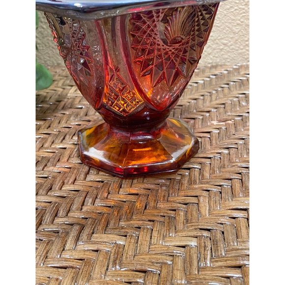 Vintage Indiana Carnival Glass Footed  Basket Iridescent Heirloom Sunset - Picture 8 of 11